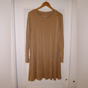 Nude Long Sleeve Shirt Dress Knee Length Plus Size XXL